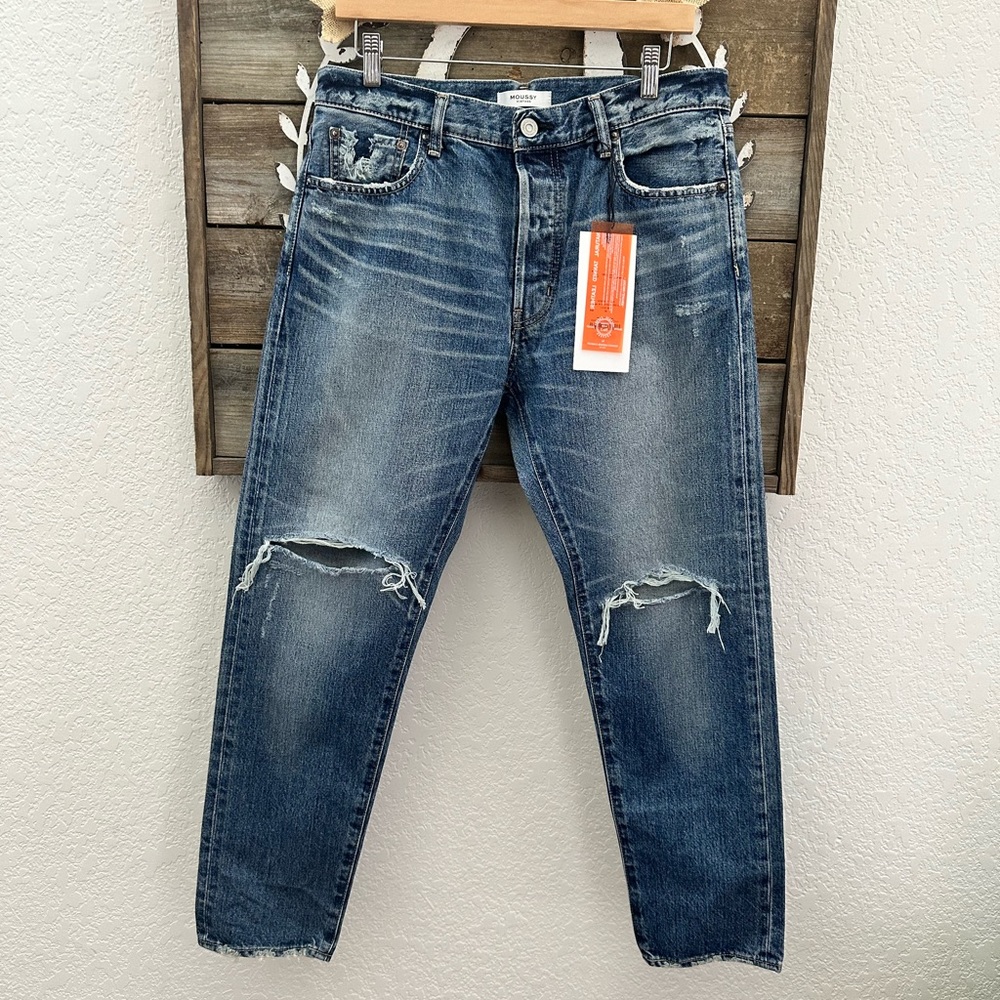 Moussy‎ Vintage MV Beckton tapered distressed high rise denim jeans size 30 NWT